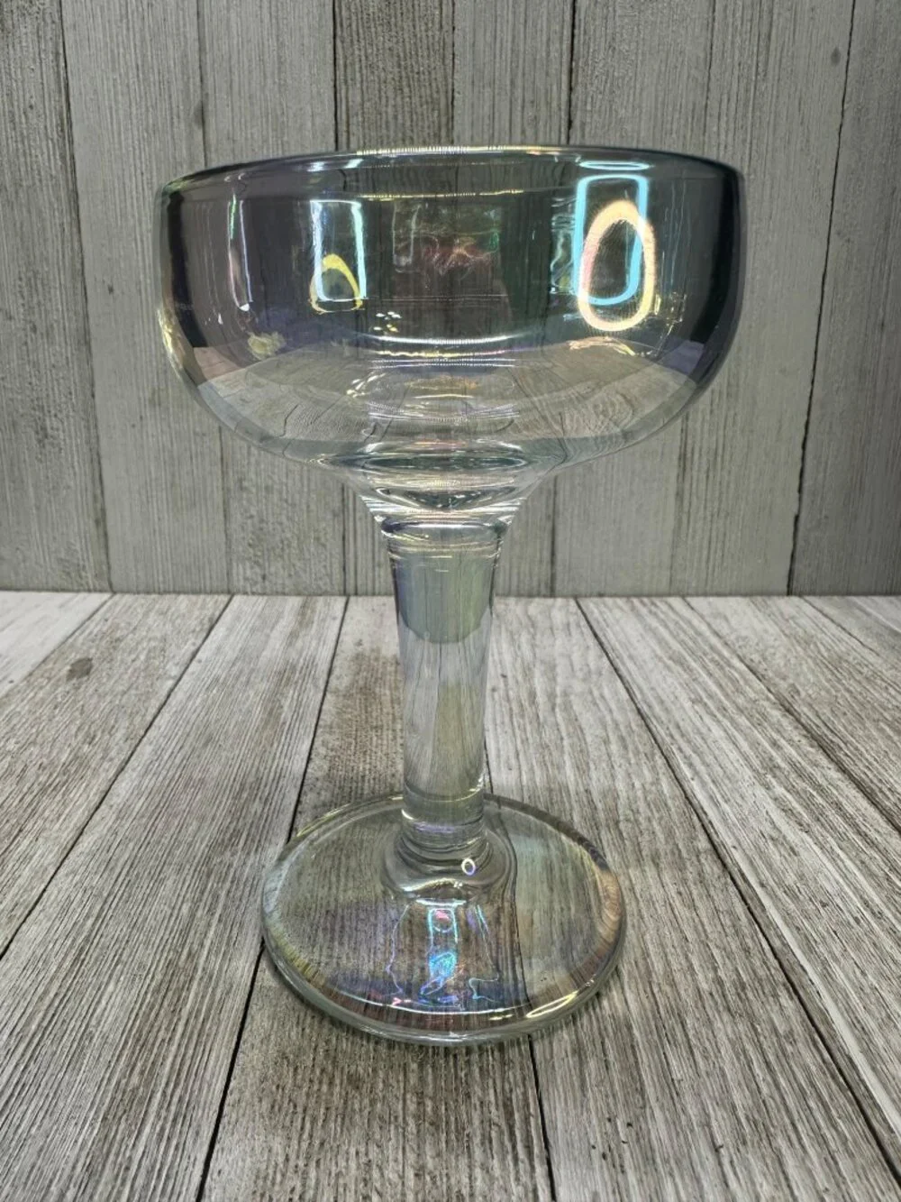 Vintage Iridescent Optic MCM Champagne Sherbet Glasses Heavy Stemmed - Set of 2